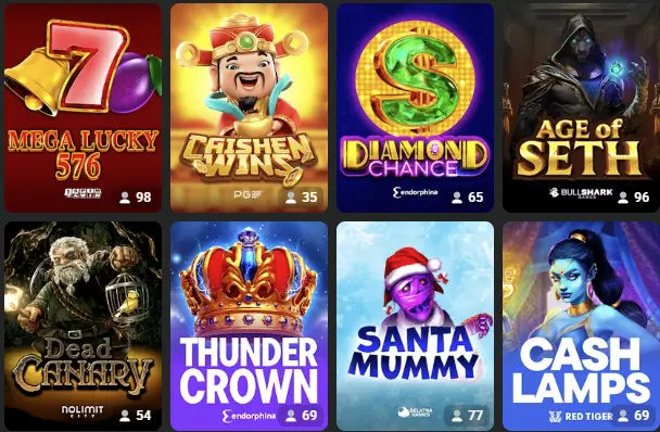 JВ Casino's full catalog of slot machines