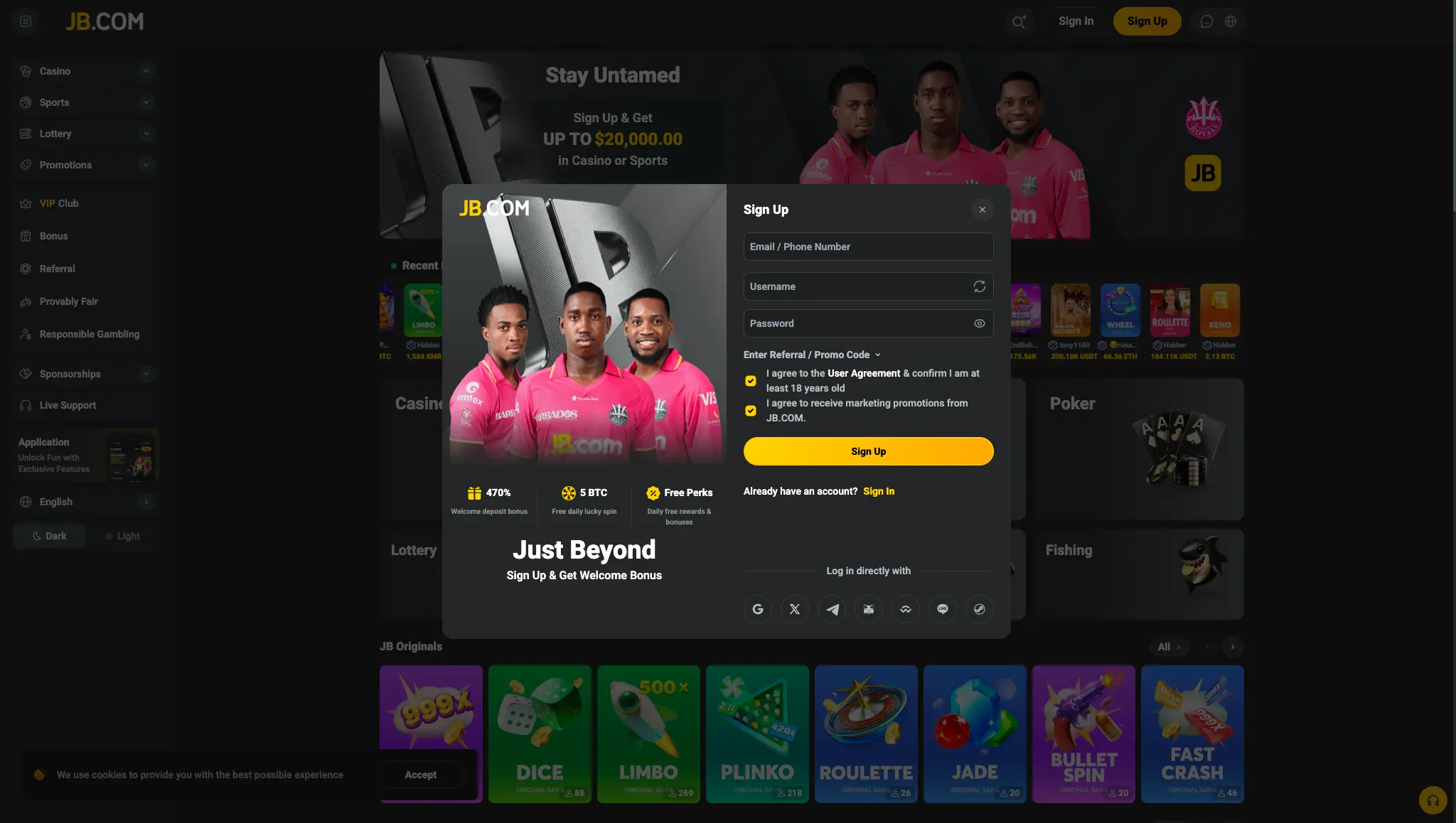JB Casino — Official Website | Register and Log In to Your Account image 1